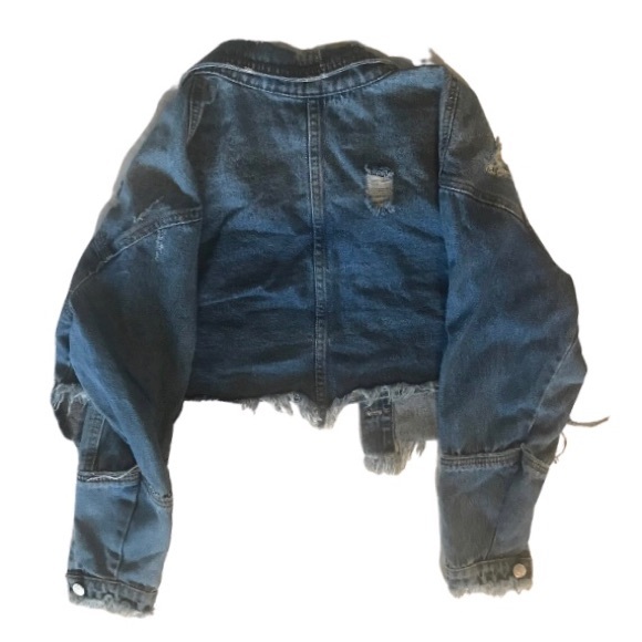 Cropped distressed denim jacket size small - Picture 2 of 3